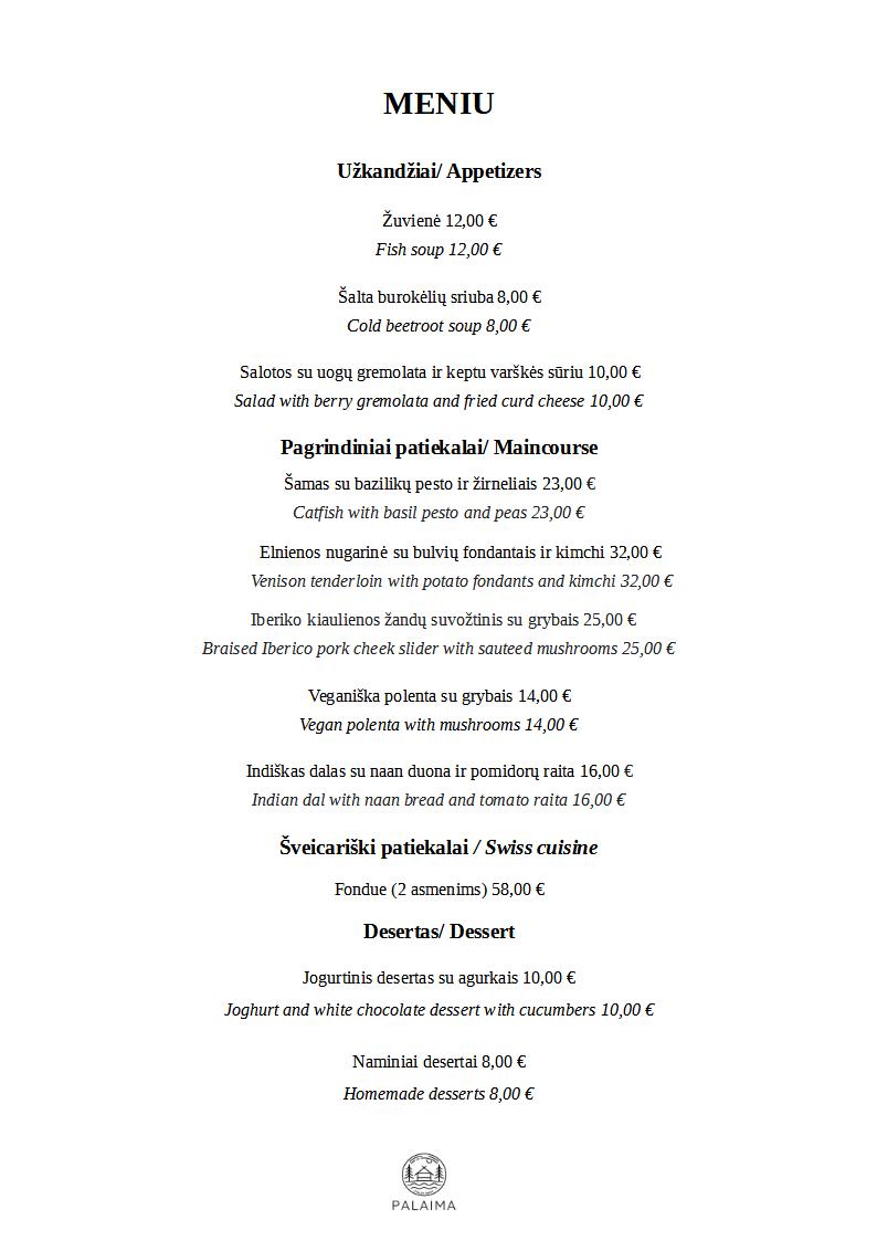 Palaima restaurant menu0